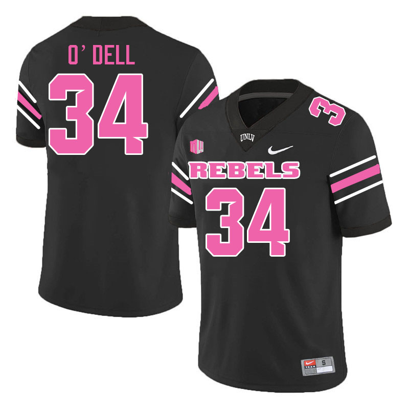 Men #34 Tyray O'Dell UNLV Rebels College Football Jerseys Stitched-Black